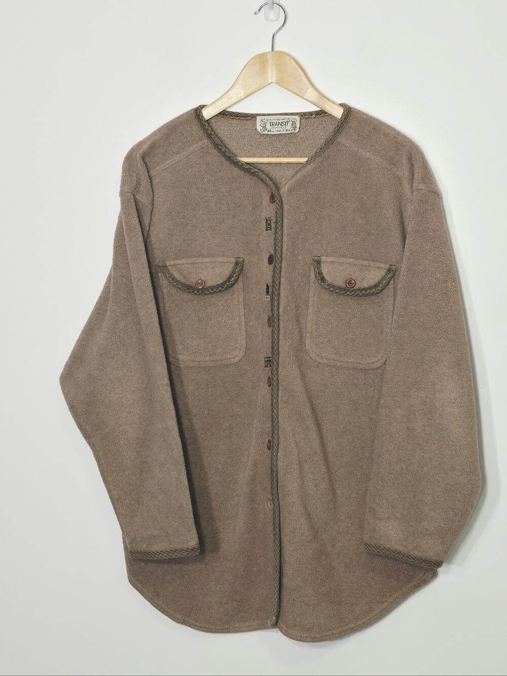Transit Romantique Vintage Tan Brown Fleece Embroidered Long Sleeves